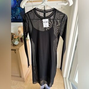 Sheer black dress with slip on dress